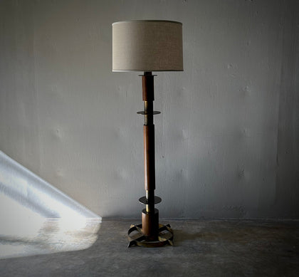 Jordi Villanova Wood and Brass Floor Lamp