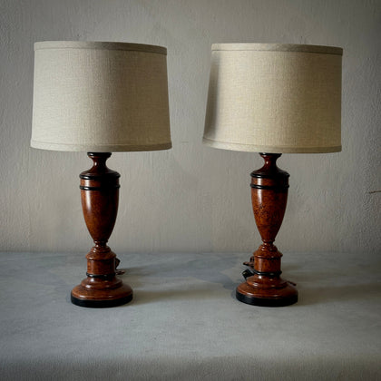 Pair of Painted Wood Lamps