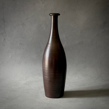 Large Brown Ceramic Bottle Vase