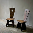 Pair of Early 20th Century French Low Rustic Oak Chairs