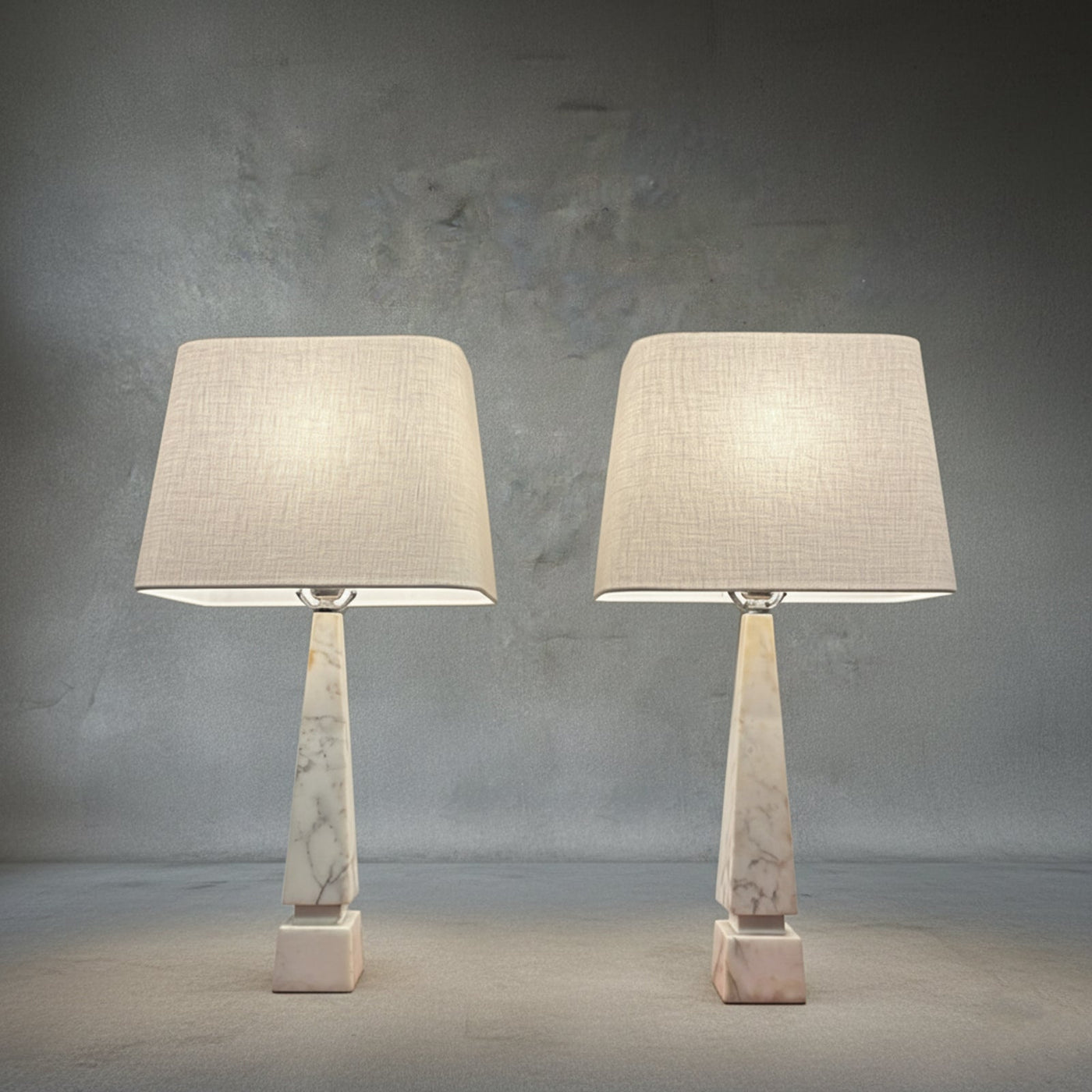 Pair of White Marble Lamps