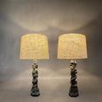 Pair of Carved Wooden Lamps