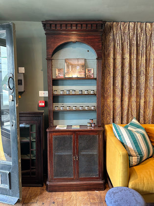 Victorian English Bookcase with Caned Doors